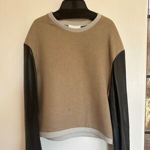 3.1 Phillip Lim wool combo sweatshirt w/leather sleeves